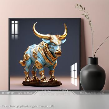 file tranh con giap treo tuong con trau suu 0183