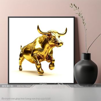 file tranh con giap treo tuong con trau suu 0186