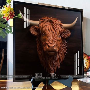 file tranh con giap treo tuong con trau suu 0187