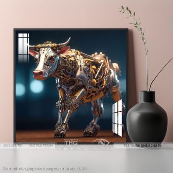 file tranh con giap treo tuong con trau suu 0190