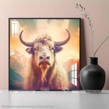 file tranh con giap treo tuong con trau suu 0191