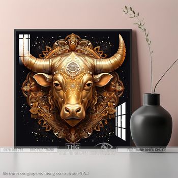 file tranh con giap treo tuong con trau suu 0194