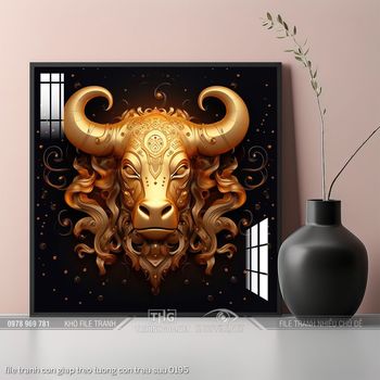 file tranh con giap treo tuong con trau suu 0195