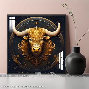 file tranh con giap treo tuong con trau suu 0197