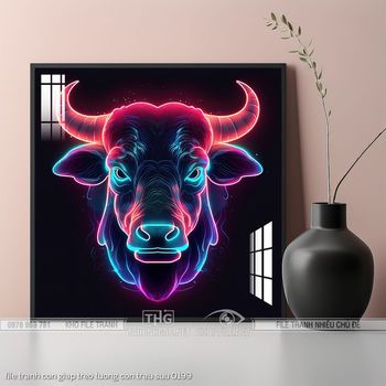 file tranh con giap treo tuong con trau suu 0199