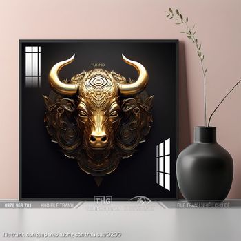 file tranh con giap treo tuong con trau suu 0200