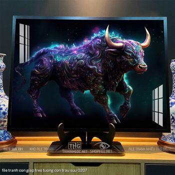 file tranh con giap treo tuong con trau suu 0207