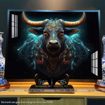 file tranh con giap treo tuong con trau suu 0208