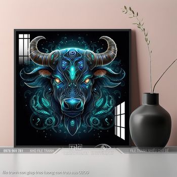 file tranh con giap treo tuong con trau suu 0209