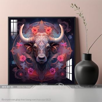 file tranh con giap treo tuong con trau suu 0213