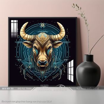 file tranh con giap treo tuong con trau suu 0214