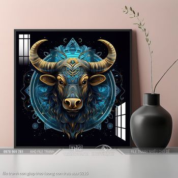 file tranh con giap treo tuong con trau suu 0215