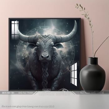 file tranh con giap treo tuong con trau suu 0216