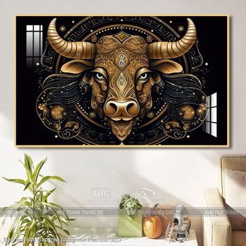 file tranh con giap treo tuong con trau suu 0217