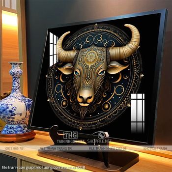 file tranh con giap treo tuong con trau suu 0218