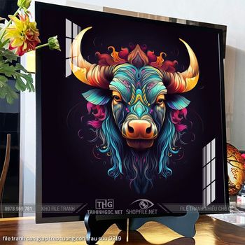 file tranh con giap treo tuong con trau suu 0219