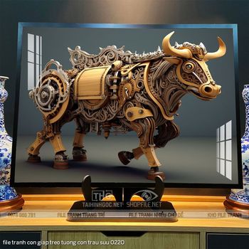 file tranh con giap treo tuong con trau suu 0220