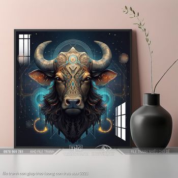 file tranh con giap treo tuong con trau suu 0221