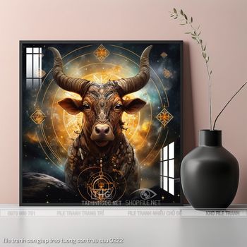 file tranh con giap treo tuong con trau suu 0222