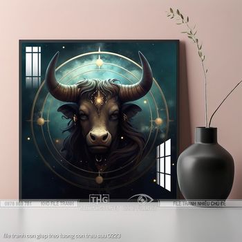 file tranh con giap treo tuong con trau suu 0223