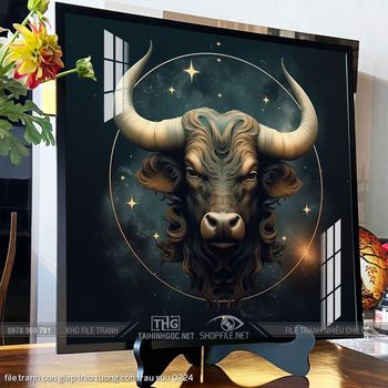 file tranh con giap treo tuong con trau suu 0224