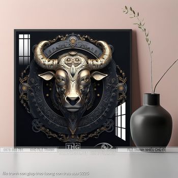 file tranh con giap treo tuong con trau suu 0225