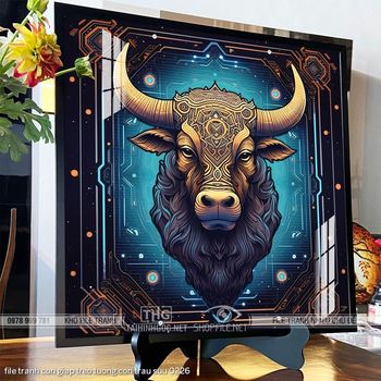 file tranh con giap treo tuong con trau suu 0226