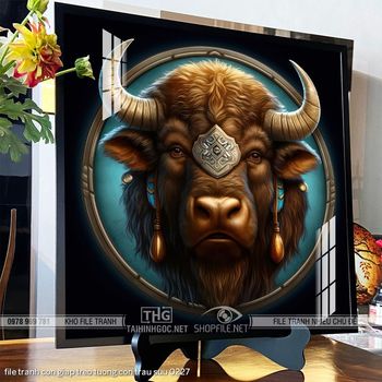 file tranh con giap treo tuong con trau suu 0227