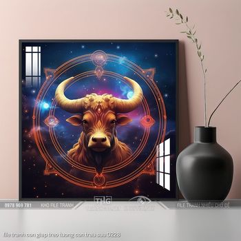 file tranh con giap treo tuong con trau suu 0228