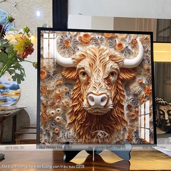 file tranh con giap treo tuong con trau suu 0231