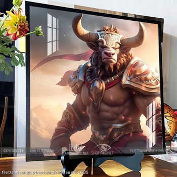 file tranh con giap treo tuong con trau suu 0235