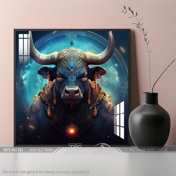 file tranh con giap treo tuong con trau suu 0240