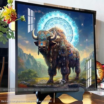 file tranh con giap treo tuong con trau suu 0241