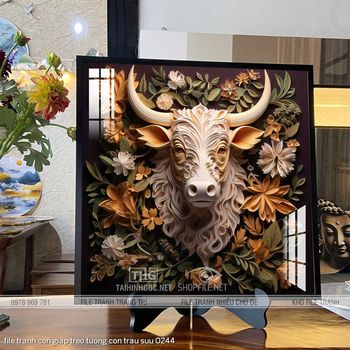 file tranh con giap treo tuong con trau suu 0244