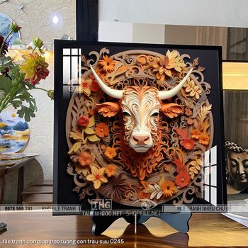 file tranh con giap treo tuong con trau suu 0245