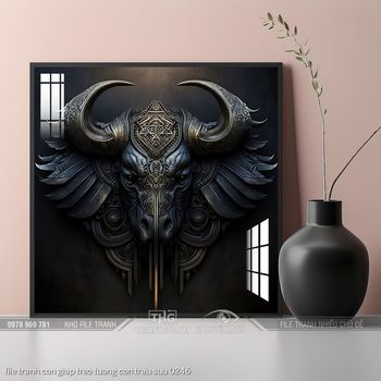 file tranh con giap treo tuong con trau suu 0246