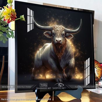 file tranh con giap treo tuong con trau suu 0248