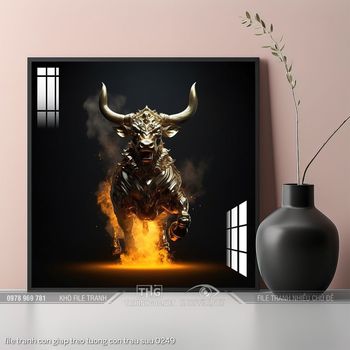 file tranh con giap treo tuong con trau suu 0249