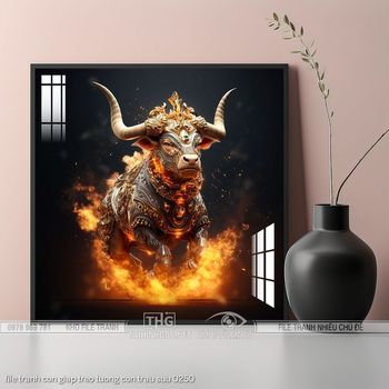 file tranh con giap treo tuong con trau suu 0250