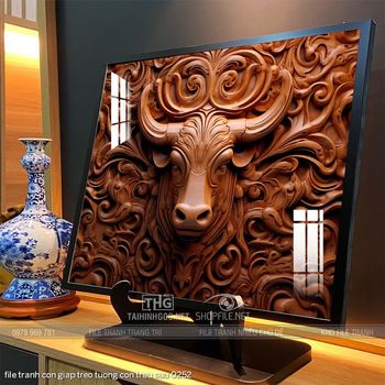 file tranh con giap treo tuong con trau suu 0252