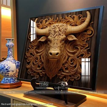 file tranh con giap treo tuong con trau suu 0253