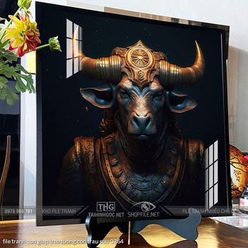 file tranh con giap treo tuong con trau suu 0254