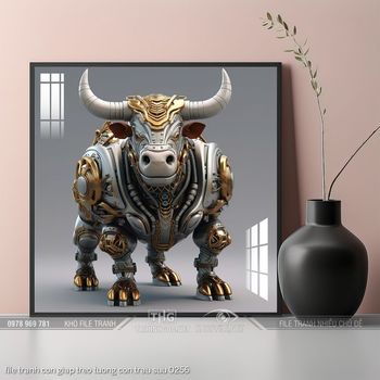 file tranh con giap treo tuong con trau suu 0256