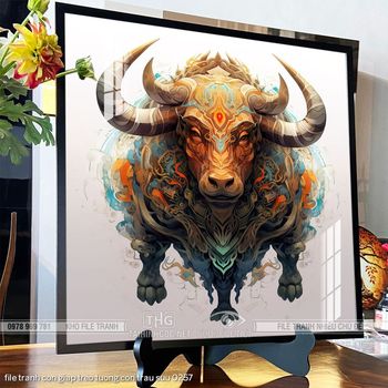 file tranh con giap treo tuong con trau suu 0257