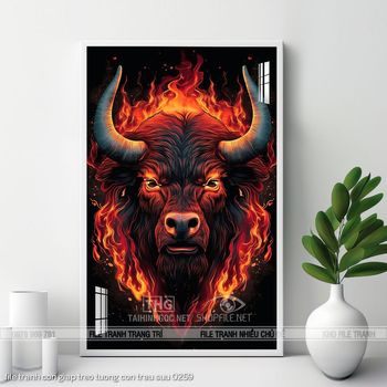 file tranh con giap treo tuong con trau suu 0259