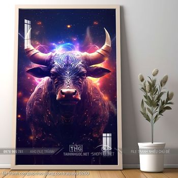 file tranh con giap treo tuong con trau suu 0260