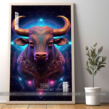 file tranh con giap treo tuong con trau suu 0261