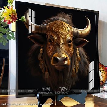 file tranh con giap treo tuong con trau suu 0265