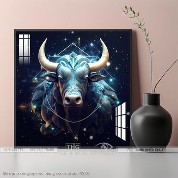 file tranh con giap treo tuong con trau suu 0266