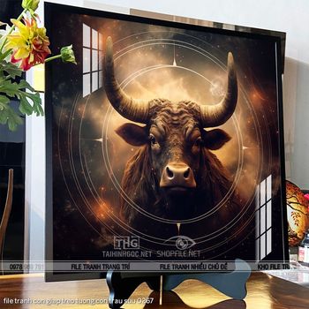 file tranh con giap treo tuong con trau suu 0267